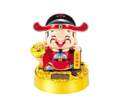 Бог Багатства з золотом в руках на сонячній батареї