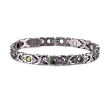 Турмаліновий браслет із кристалами зеленого турмаліну, магнітами, титаном і германієм 4в1