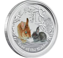 Срібна монета Кролик для удачі, Здоров'я й Благопопромінення в будинку