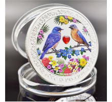 Срібна монета Дорогоцінна Любов Птах із кристалом зварювання приносить енергію росту