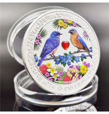 Срібна монета Дорогоцінна Любов Птах із кристалом зварювання приносить енергію росту