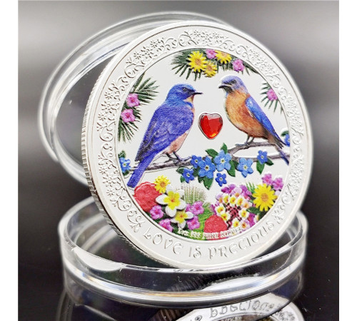 Срібна монета Дорогоцінна Любов Птах із кристалом зварювання приносить енергію росту