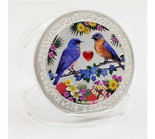 Срібна монета Дорогоцінна Любов Птах із кристалом зварювання приносить енергію росту