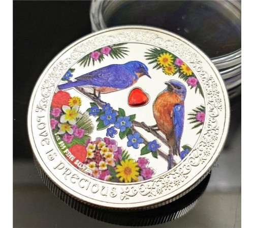 Срібна монета Дорогоцінна Любов Птах із кристалом зварювання приносить енергію росту