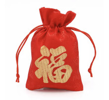 Мішечок червоний для аксесуарів із символом щастя і великою удачі фен-шуй