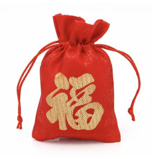 Мішечок червоний для аксесуарів із символом щастя і великою удачі фен-шуй