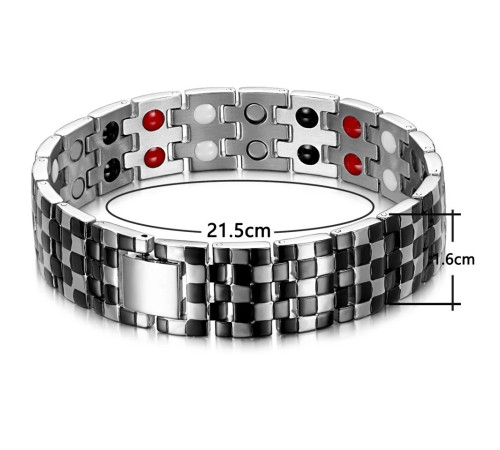 Турмаліновий браслет із магнітами аніонами срібло Шахи 4В1 Ваковий Схід