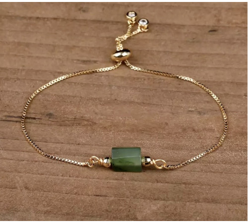 Жіночий браслет-чакра з натурального нефриту