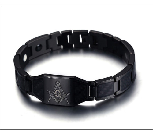 Чоловічий Магнітний турмаліновий браслет 4в1 для здоров'я і захисту Масонський