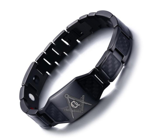 Чоловічий Магнітний турмаліновий браслет 4в1 для здоров'я і захисту Масонський
