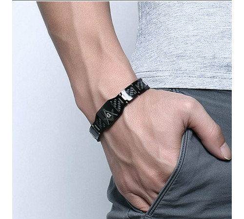 Чоловічий Магнітний турмаліновий браслет 4в1 для здоров'я і захисту Масонський