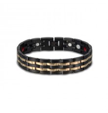 Браслет Чорний із золотом Турмаліновий Біомагінтний з титаном, германієм і біофотонами 5в1
