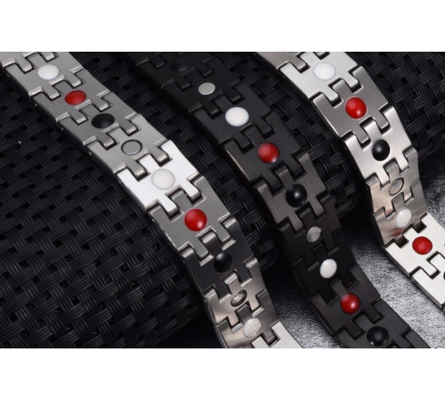 Браслет Чорний із золотом Турмаліновий Біомагінтний з титаном, германієм і біофотонами 5в1