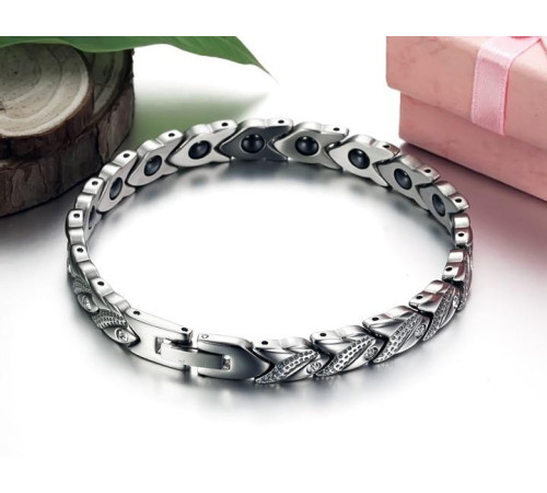 Турмаліновий браслет Срібний Лілія з кристалами Сваровскі