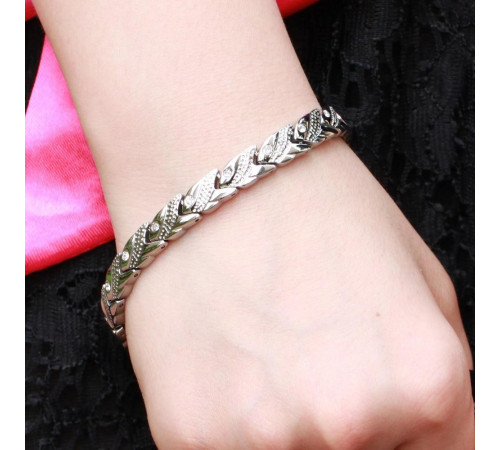 Турмаліновий браслет Срібний Лілія з кристалами Сваровскі