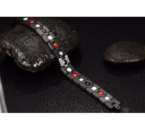 Турмаліновий браслет чорний Біомагінтний з Титаном, Германієм і Біофотонами 5в1 Vinterly