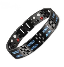 Турмаліновий браслет Біомагінтний із Титаном, Германієм і Біофотонами вуглецевий 5в1