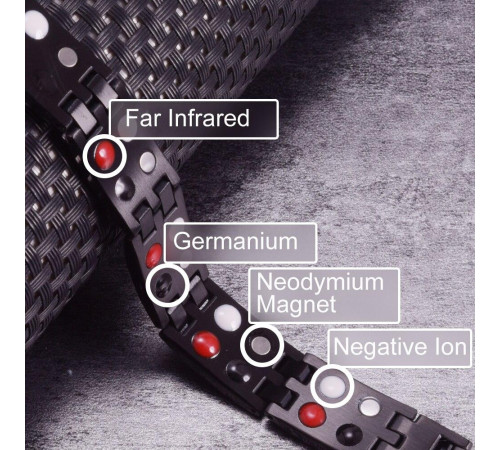 Турмаліновий браслет Біомагінтний із Титаном, Германієм і Біофотонами вуглецевий 5в1