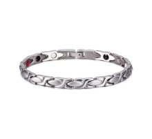 Браслет Турмаліновий із магнітами, германієм та інфо червоним каменем Silver 5 в1