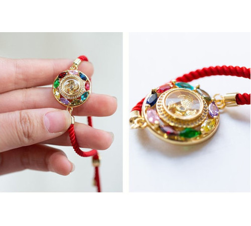 Браслет турмаліновий для здоров'я Вітряний млин із червоної нитки символ удачі