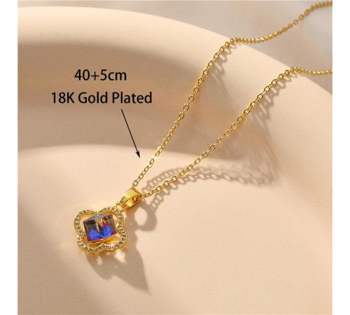 Золота підвіска Чотирилиста конюшина Swarovski грошовий талісман удачі