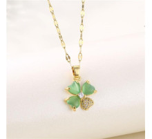 Турмалінова підвіска з Чотирилистним конюшиною і фіанітами для удачі та багатства