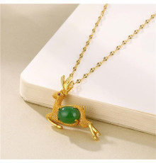 Золота Турмалінова підвіска Зцілювальний Олень дає довге життя, гарний прибуток і процвітання 24 каратів золота