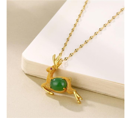 Золота Турмалінова підвіска Зцілювальний Олень дає довге життя, гарний прибуток і процвітання 24 каратів золота