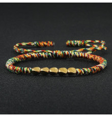 Тибетський плетений браслет ручної роботи з 5 мідними намистинами на великий удачу та захист