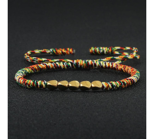 Тибетський плетений браслет ручної роботи з 5 мідними намистинами на великий удачу та захист