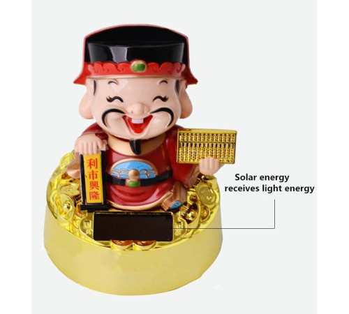 Бог Багатства з грошовими рахунками в руках на сонячних батареях 10 см