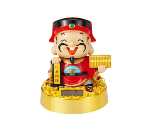 Бог Багатства з грошовими рахунками в руках на сонячних батареях 10 см