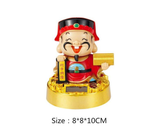 Бог Багатства з грошовими рахунками в руках на сонячних батареях 10 см