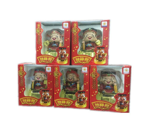 Бог Багатства з грошовим Перловим Руї в руках на сонячних батареях 10 см