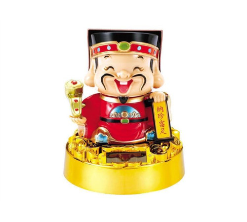 Бог Багатства з грошовим Перловим Руї в руках на сонячних батареях 10 см