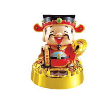 Бог Багатства з грошовим золотим злитком у руках на сонячних батареях 10 см