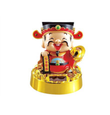 Бог Багатства з грошовим золотим злитком у руках на сонячних батареях 10 см