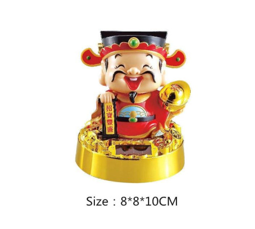 Бог Багатства з грошовим золотим злитком у руках на сонячних батареях 10 см