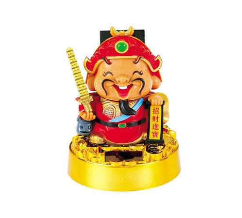 Бог Багатства із золотою пагодою в руках і щуром на сонячних батареях 10 см