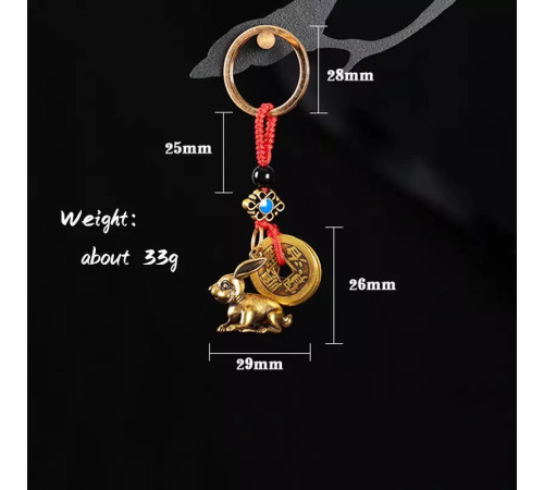 Брелок Грошовий Кролик для багатства та любові з китайськими монетами