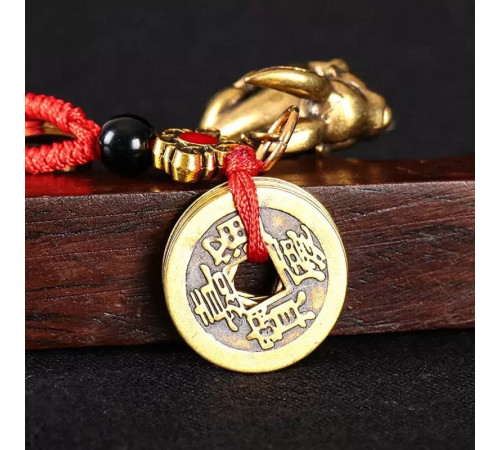 Брелок Грошовий Кролик для багатства та любові з китайськими монетами