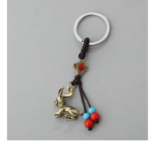 Брелок Кролик для багатства здоров'я й любові з китайськими намистинами