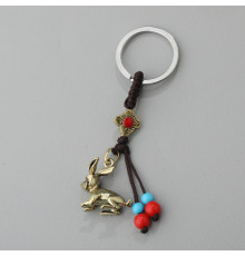 Брелок Кролик для багатства здоров'я й любові з китайськими намистинами