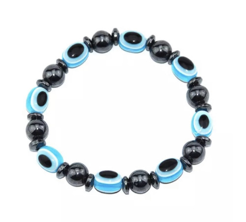 Гематитовий із турмаліном браслет від вічка з блакитного піщаника