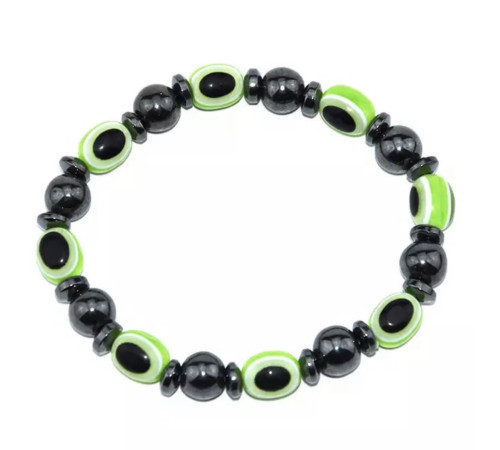 Гематитовий із турмаліном браслет від сочка з зеленого кварцу