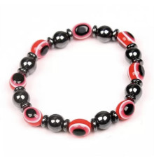 Гематитовий із турмаліном браслет від сочка з червоним агатом