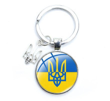 Український брелок Срібний Тризуб Tryzub з прапором, брелок для ключів сумки із захисною мандалою від негативу