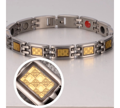 Турмаліновий титановий магнітний браслет зі сусальним золотом германієм для просочення біополя людини