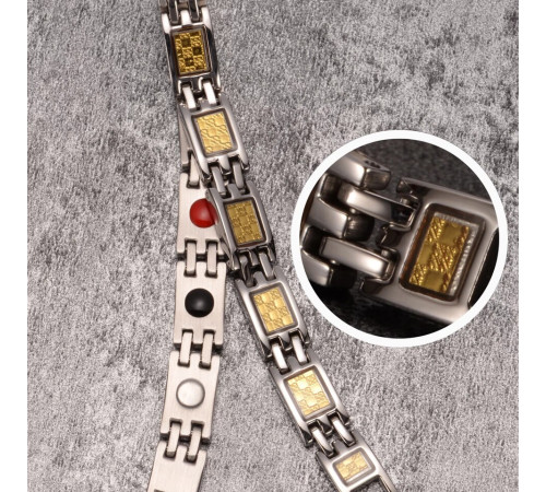 Турмаліновий титановий магнітний браслет зі сусальним золотом германієм для просочення біополя людини