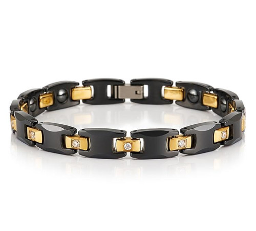 Турмаліновий браслет Giorgio Armani чорний із фіанітами магнітами та германієм